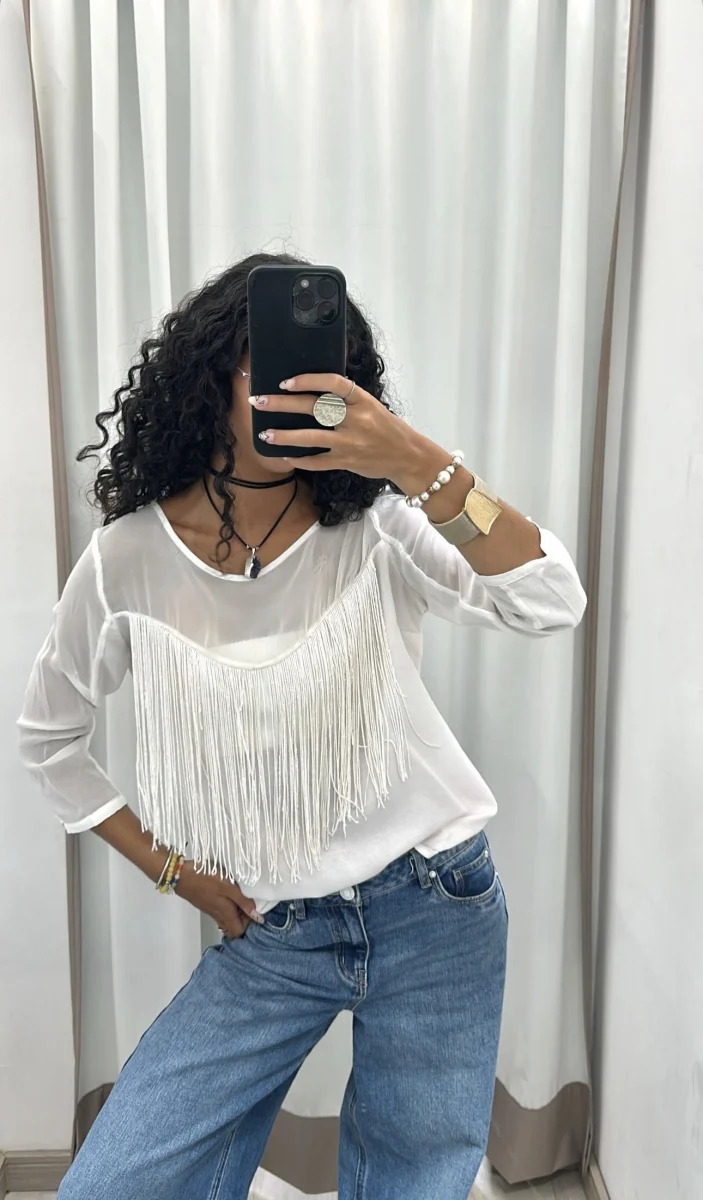 Blusa de flecos Bershka